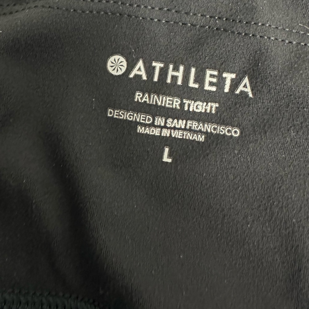 Athleta Leggings Sz L Women’s Black Rainier Tight Pockets Running Fleece - Picture 8 of 12